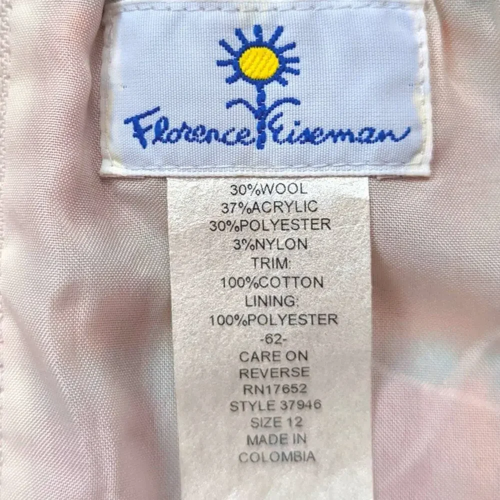 Florence Eiseman Skirt Girls Size 12 Pink Plaid Faux Wrap Wool Blend